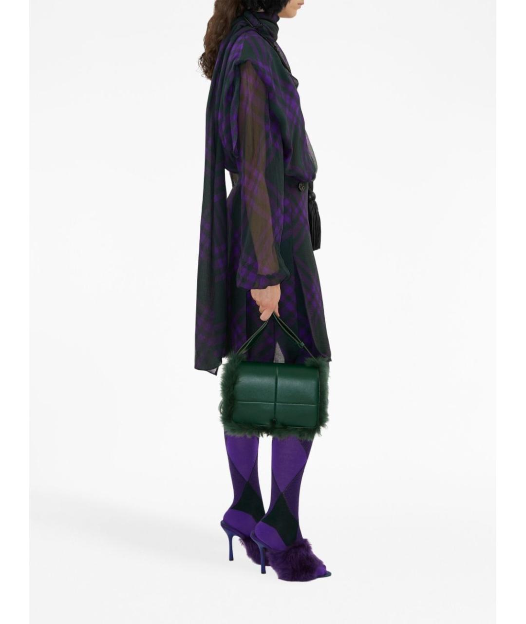 BURBERRY Фиолетовая шелковая юбка миди, фото 3