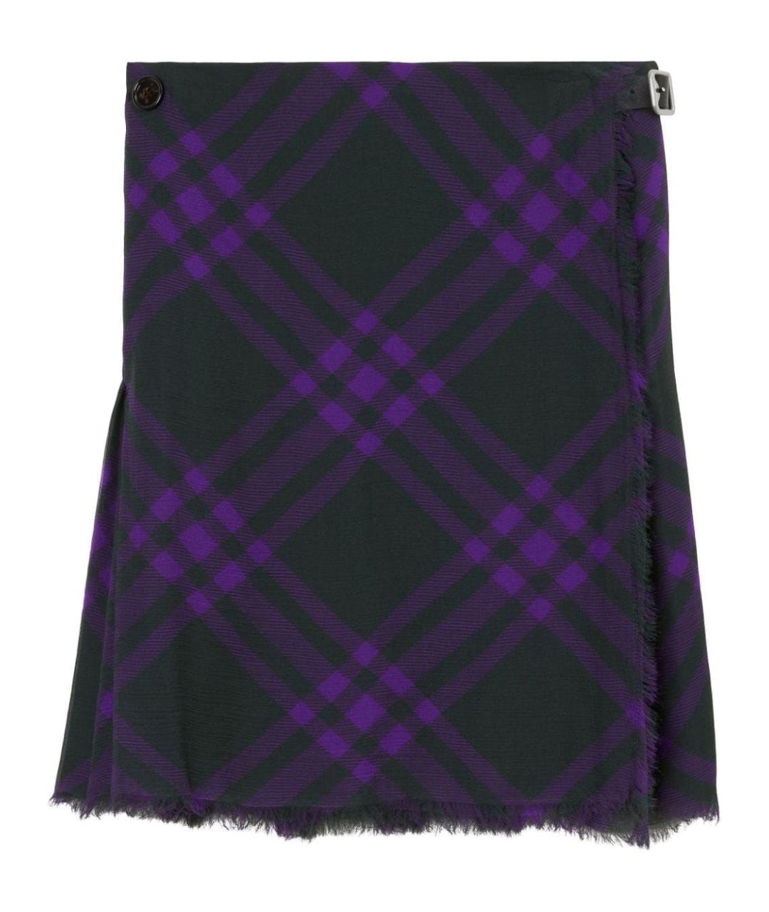BURBERRY Фиолетовая шелковая юбка миди, фото 1