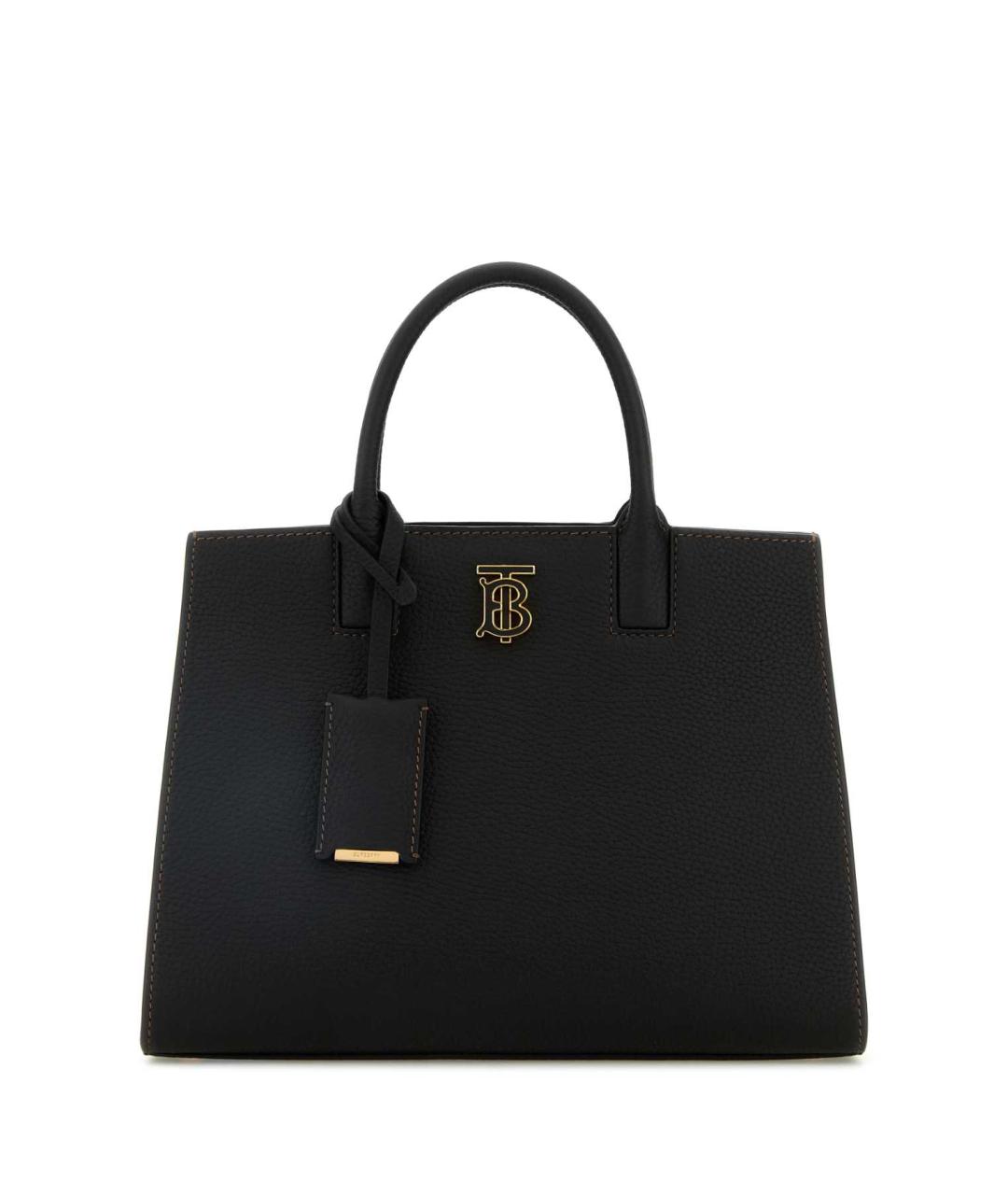 BURBERRY Черная кожаная сумка с короткими ручками, фото 1