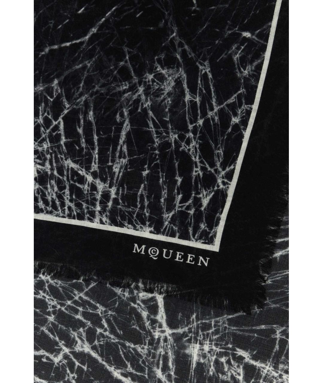 ALEXANDER MCQUEEN Черный шерстяной шарф, фото 2