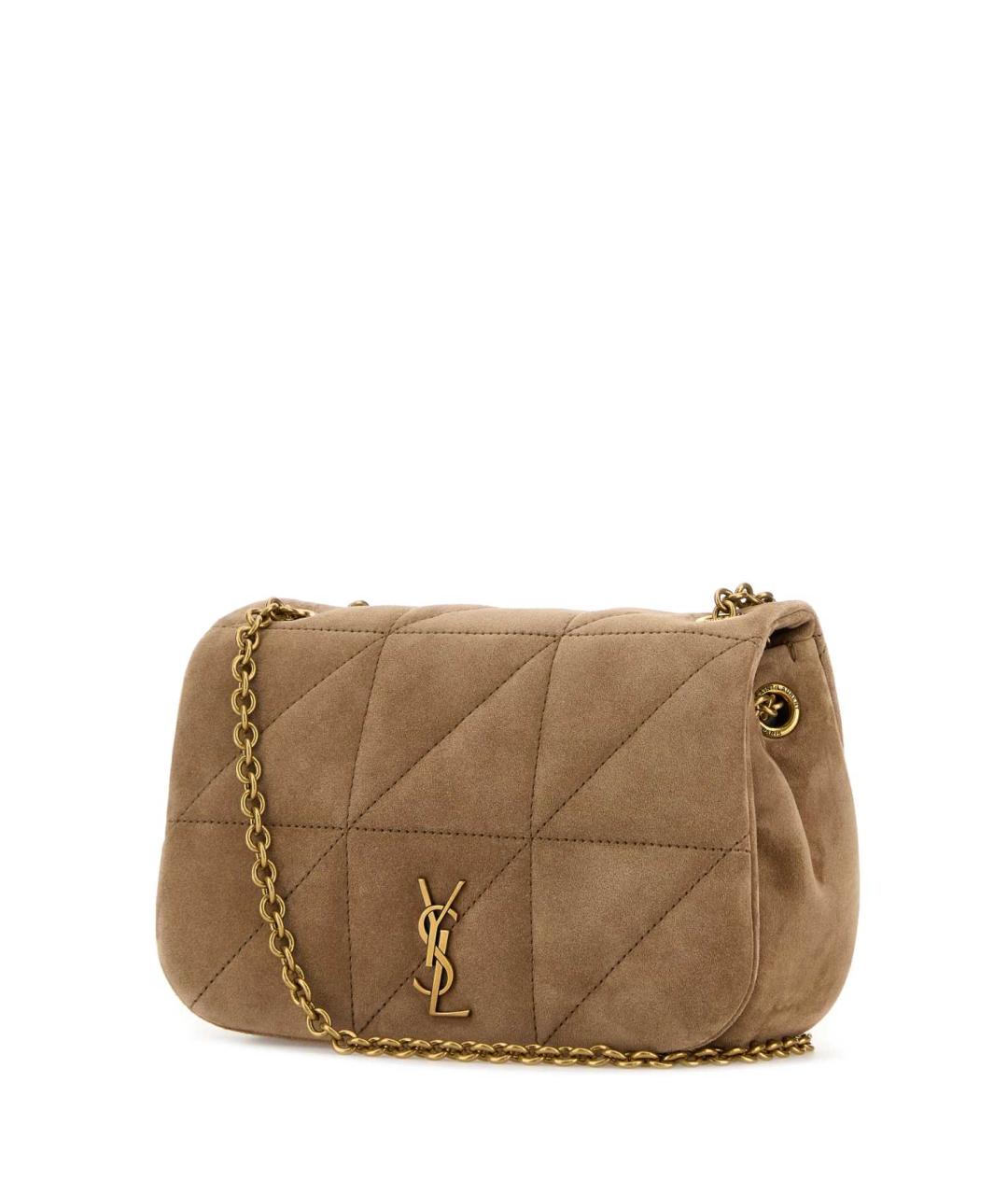 SAINT LAURENT Бежевая кожаная сумка через плечо, фото 2