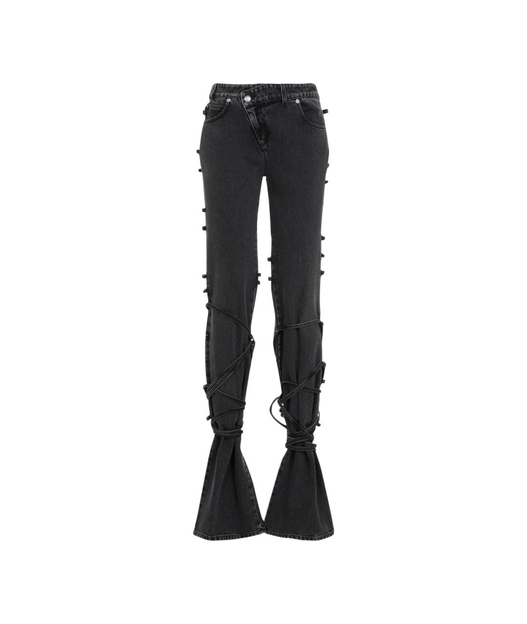 ALEXANDER MCQUEEN Черные хлопковые джинсы клеш, фото 1