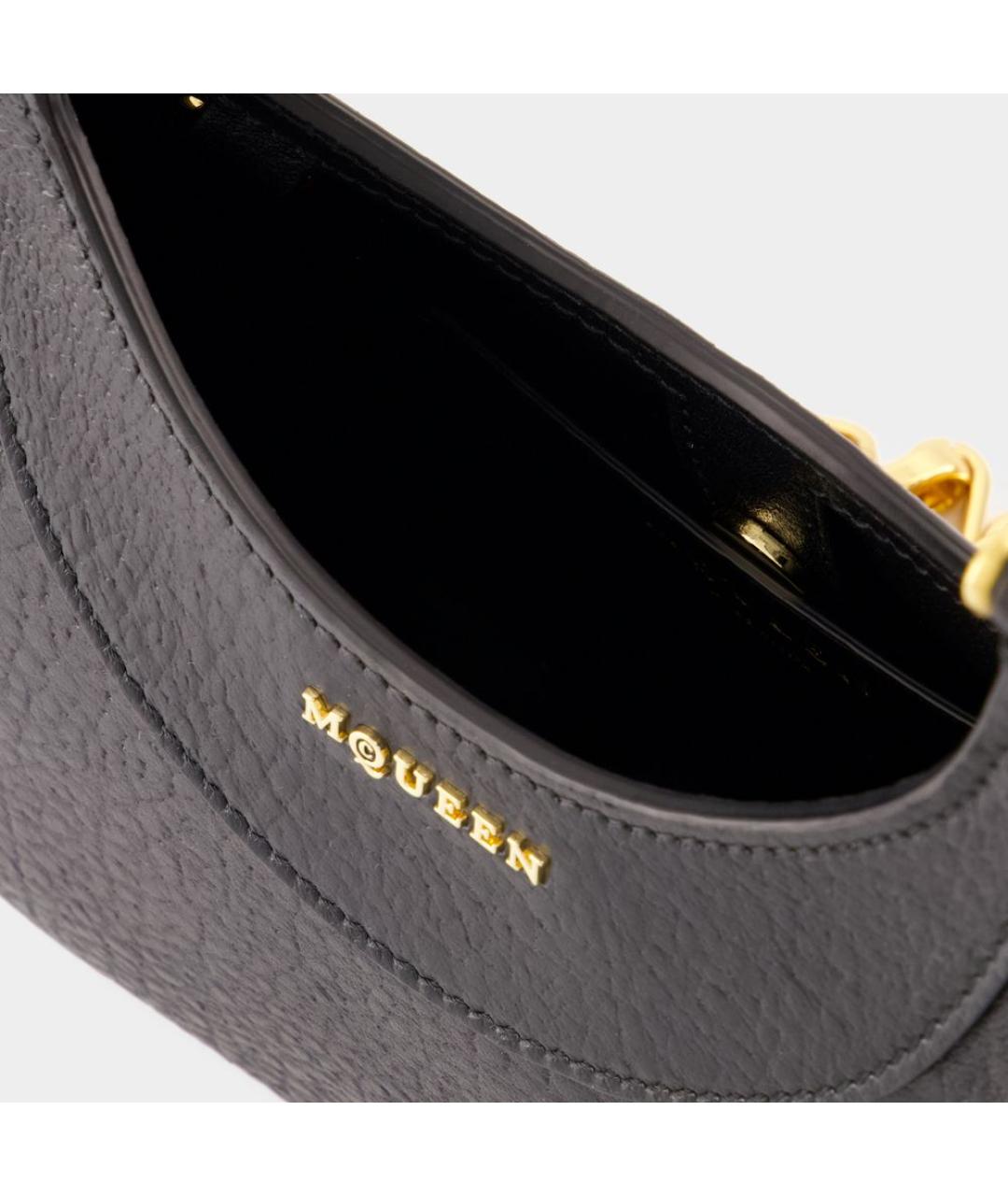 ALEXANDER MCQUEEN Черная кожаная сумка с короткими ручками, фото 4