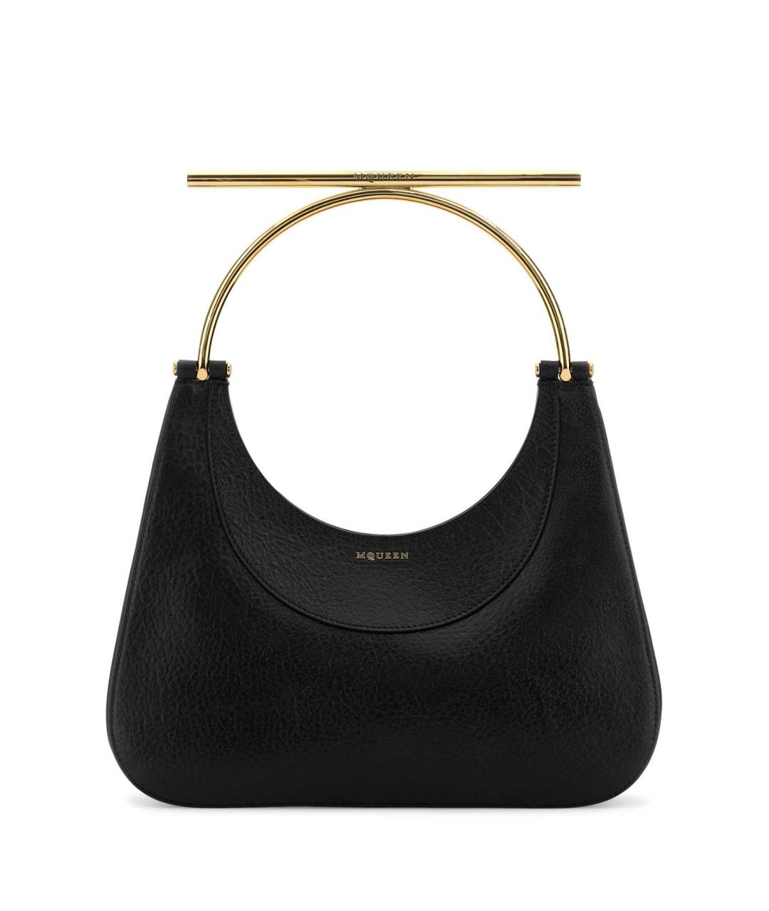 ALEXANDER MCQUEEN Черная кожаная сумка с короткими ручками, фото 1