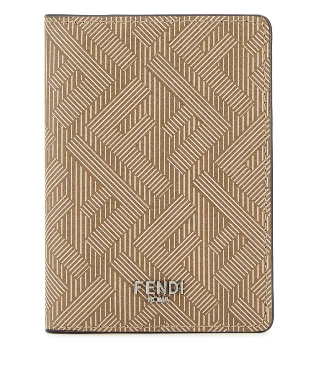 FENDI Бежевый кожаный кардхолдер, фото 1