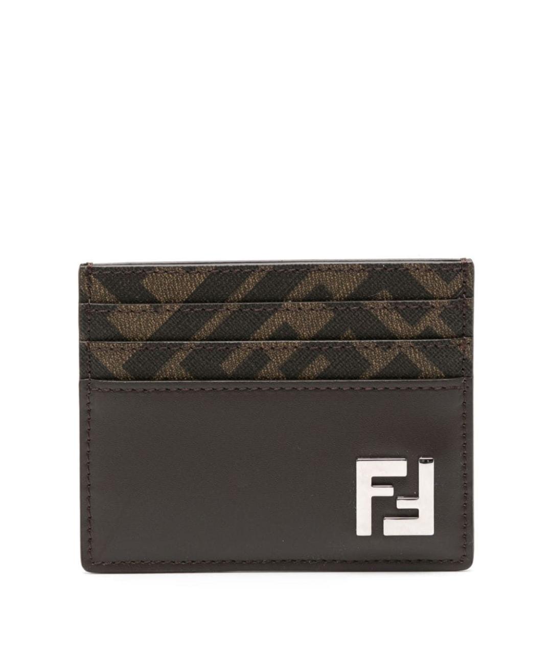 FENDI Коричневый кожаный кардхолдер, фото 1