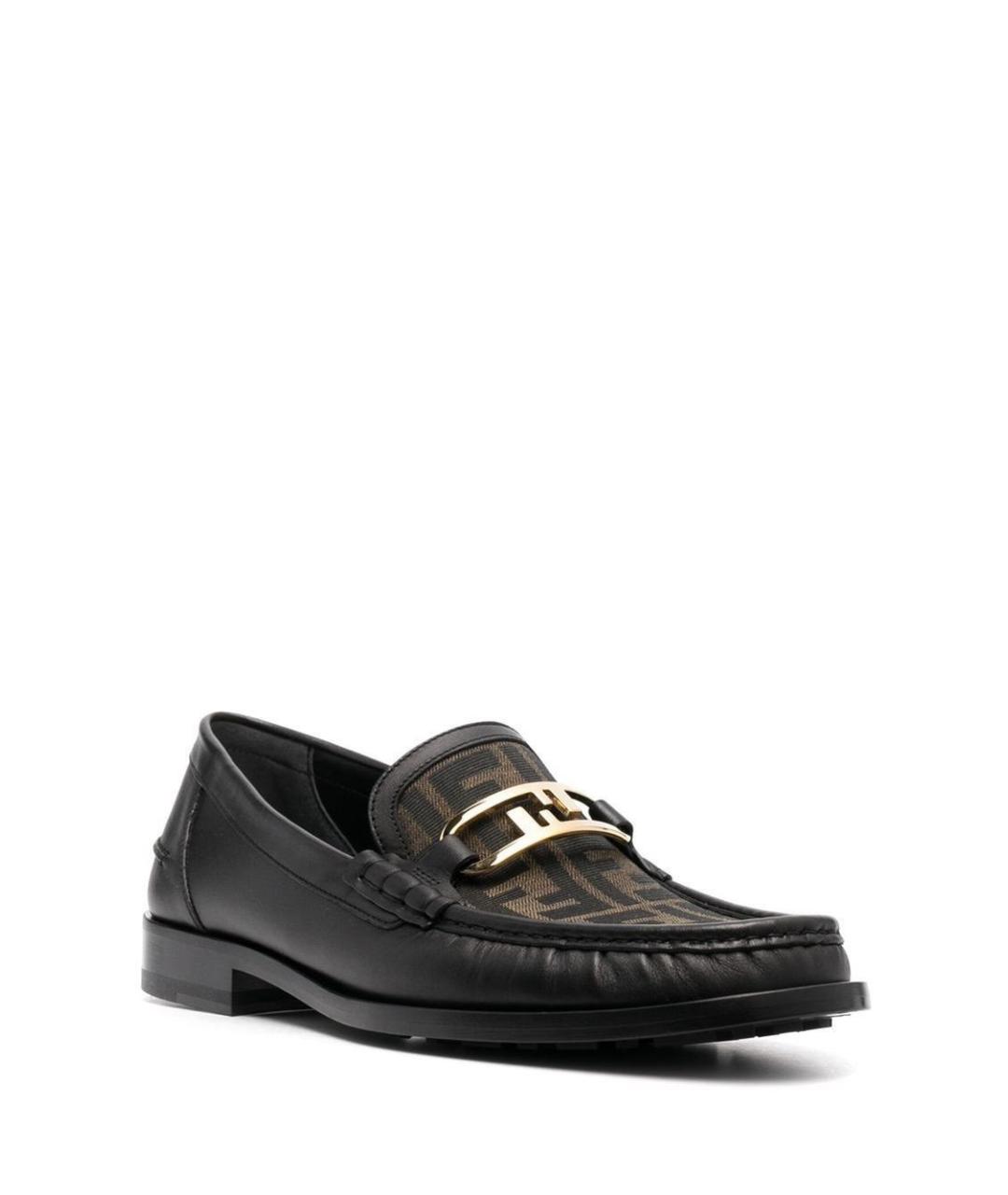FENDI Черные кожаные лоферы, фото 2