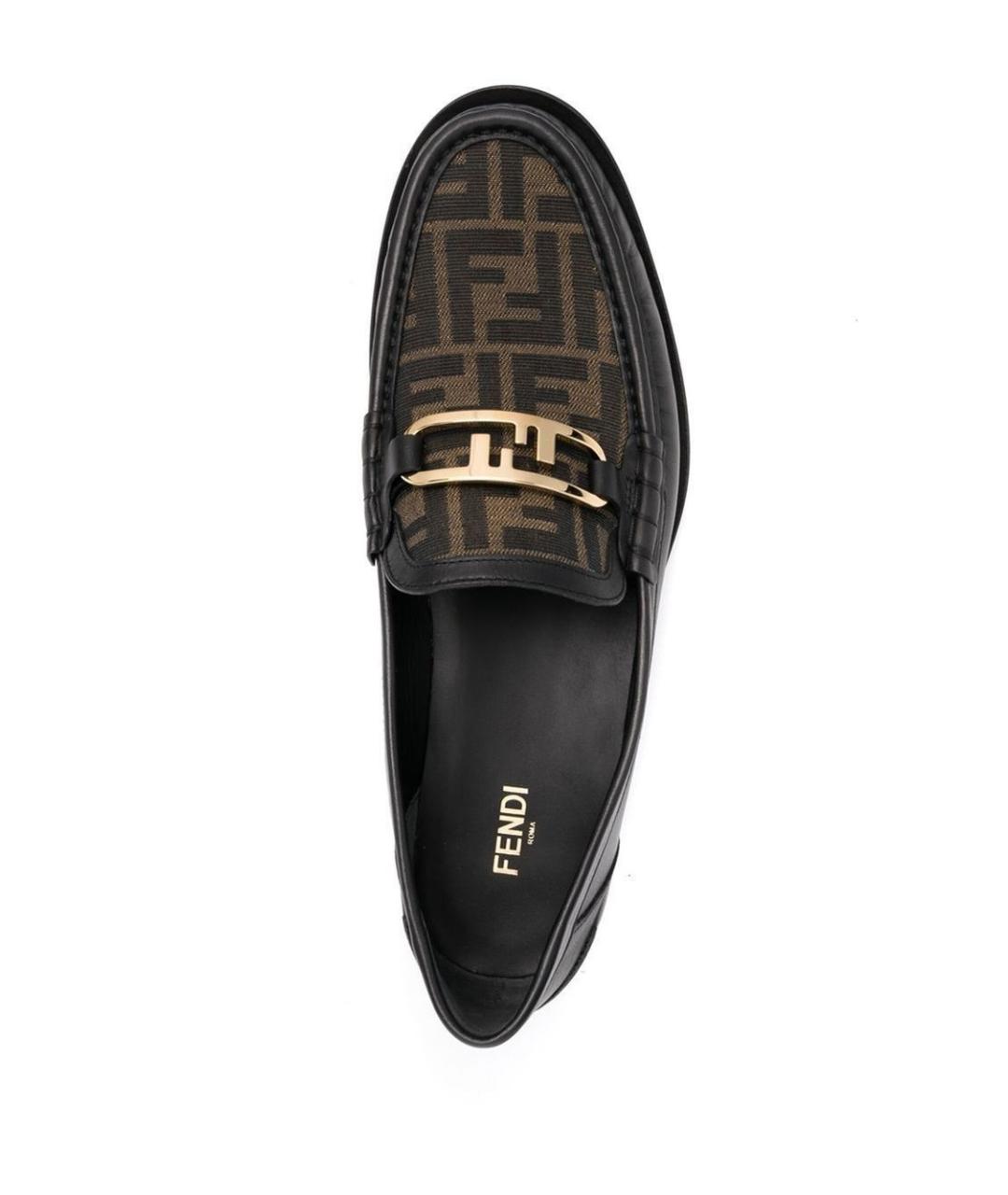 FENDI Черные кожаные лоферы, фото 4