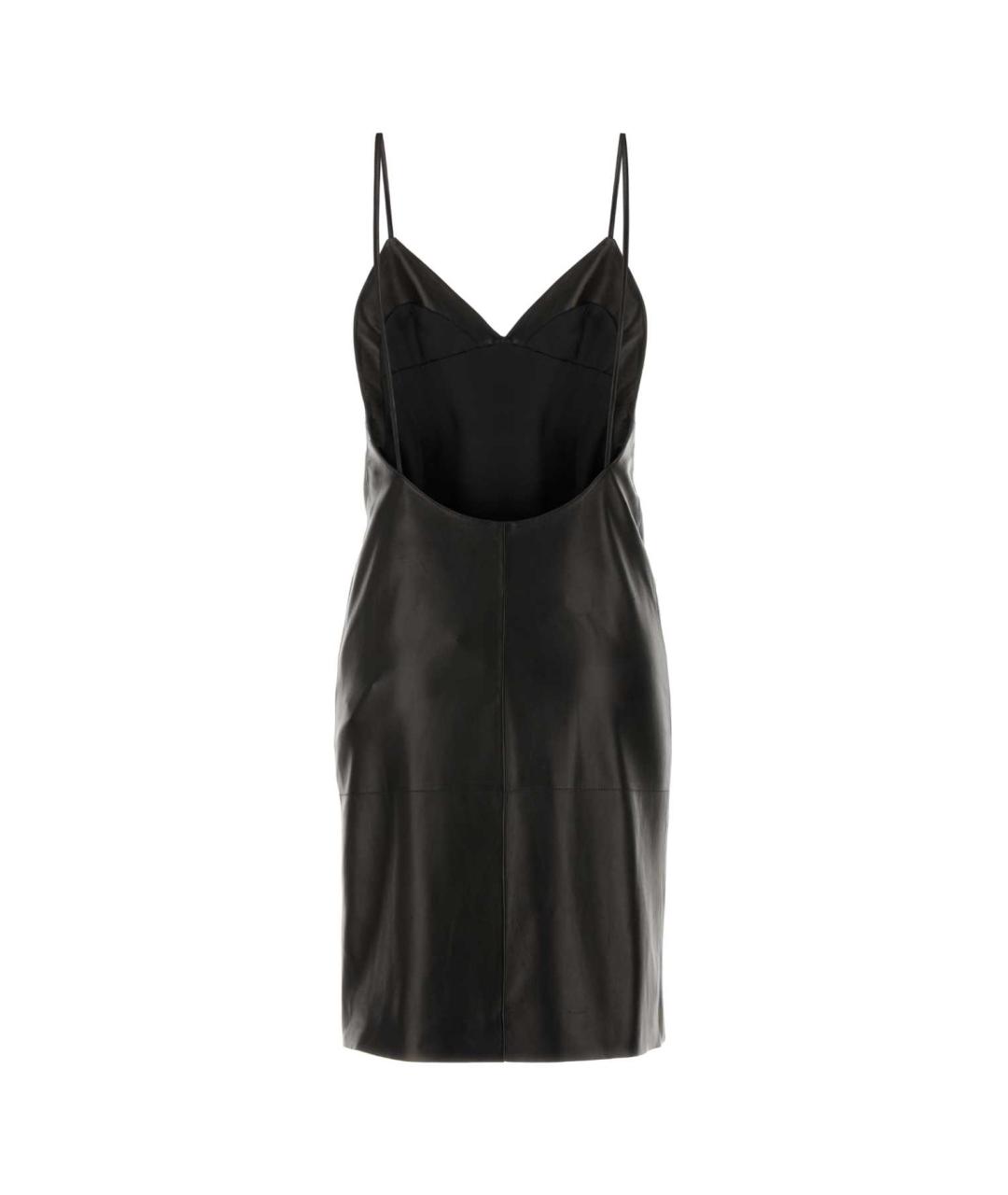 SAINT LAURENT Черное кожаное коктейльное платье, фото 2