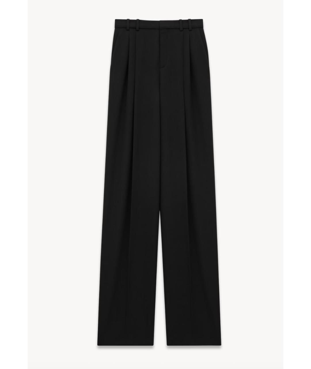 SAINT LAURENT Черные шерстяные прямые брюки, фото 7
