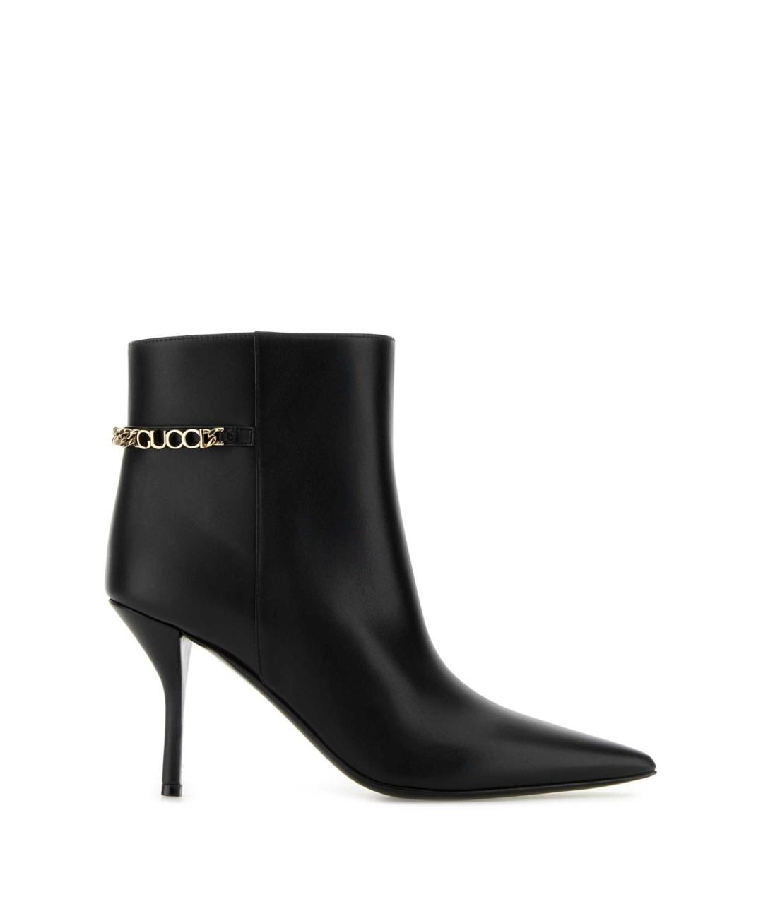 GUCCI Черные кожаные ботинки, фото 1