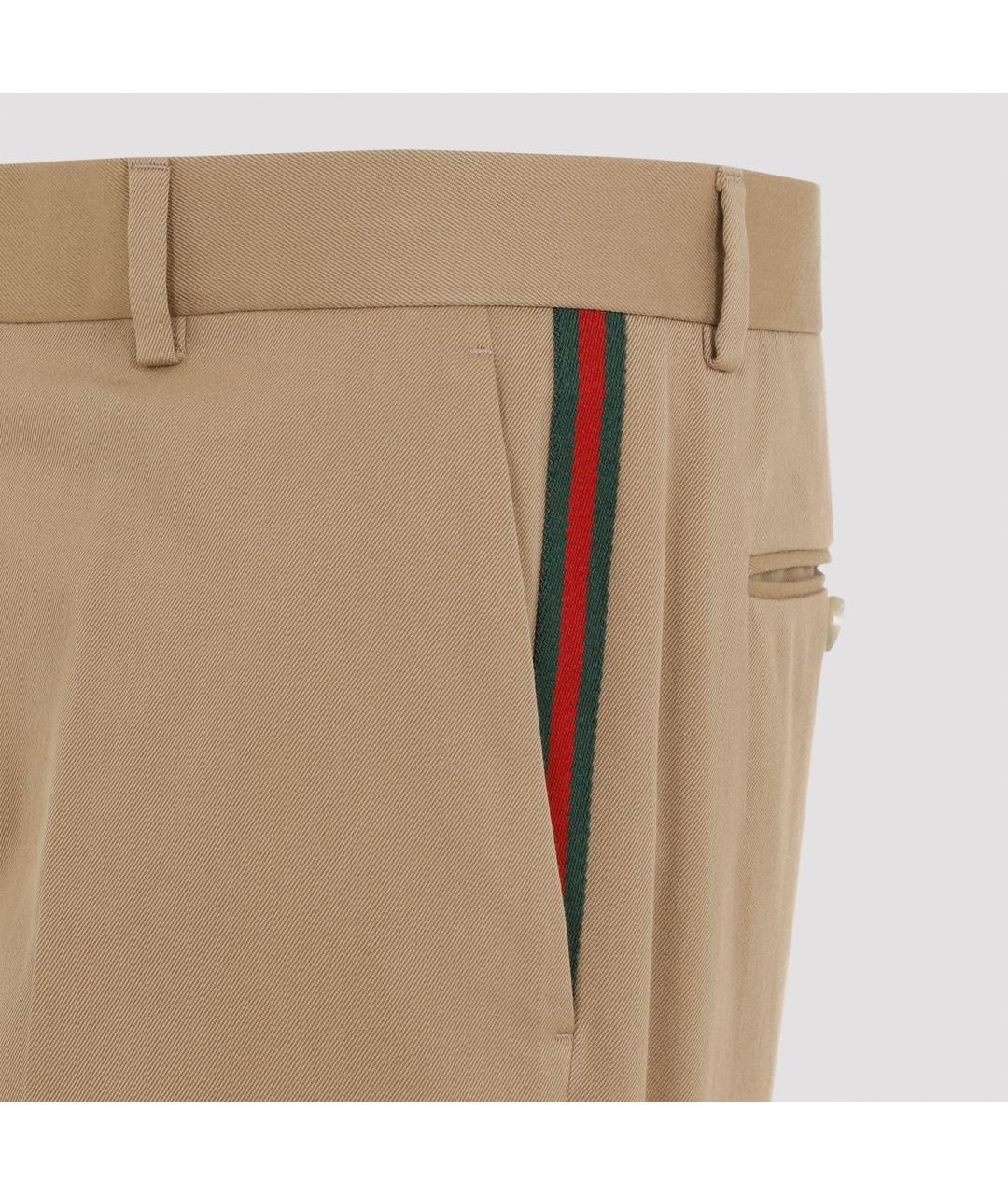 GUCCI Бежевые хлопковые прямые брюки, фото 3