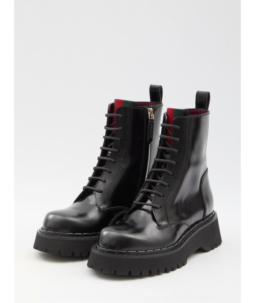 GUCCI Черные кожаные ботинки, фото 2