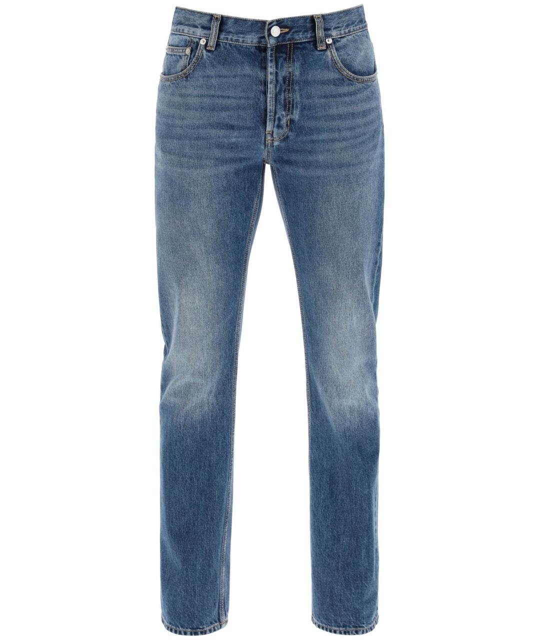 ALEXANDER MCQUEEN Синие хлопковые джинсы скинни, фото 1