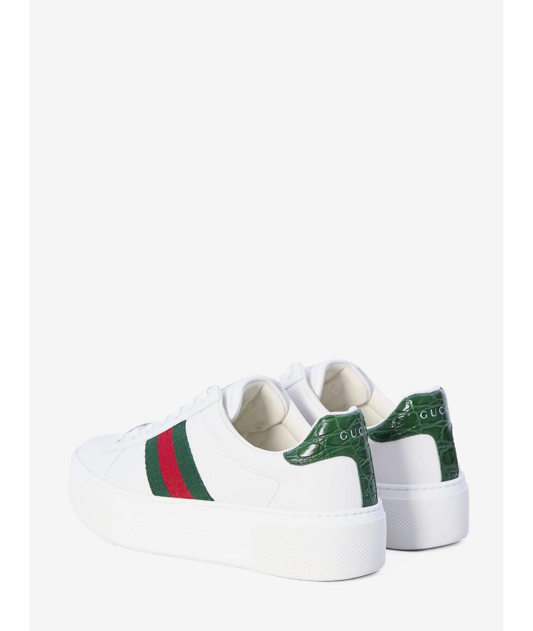 GUCCI Белые кожаные кеды, фото 3