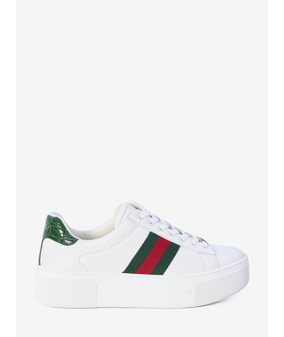 GUCCI Белые кожаные кеды, фото 4