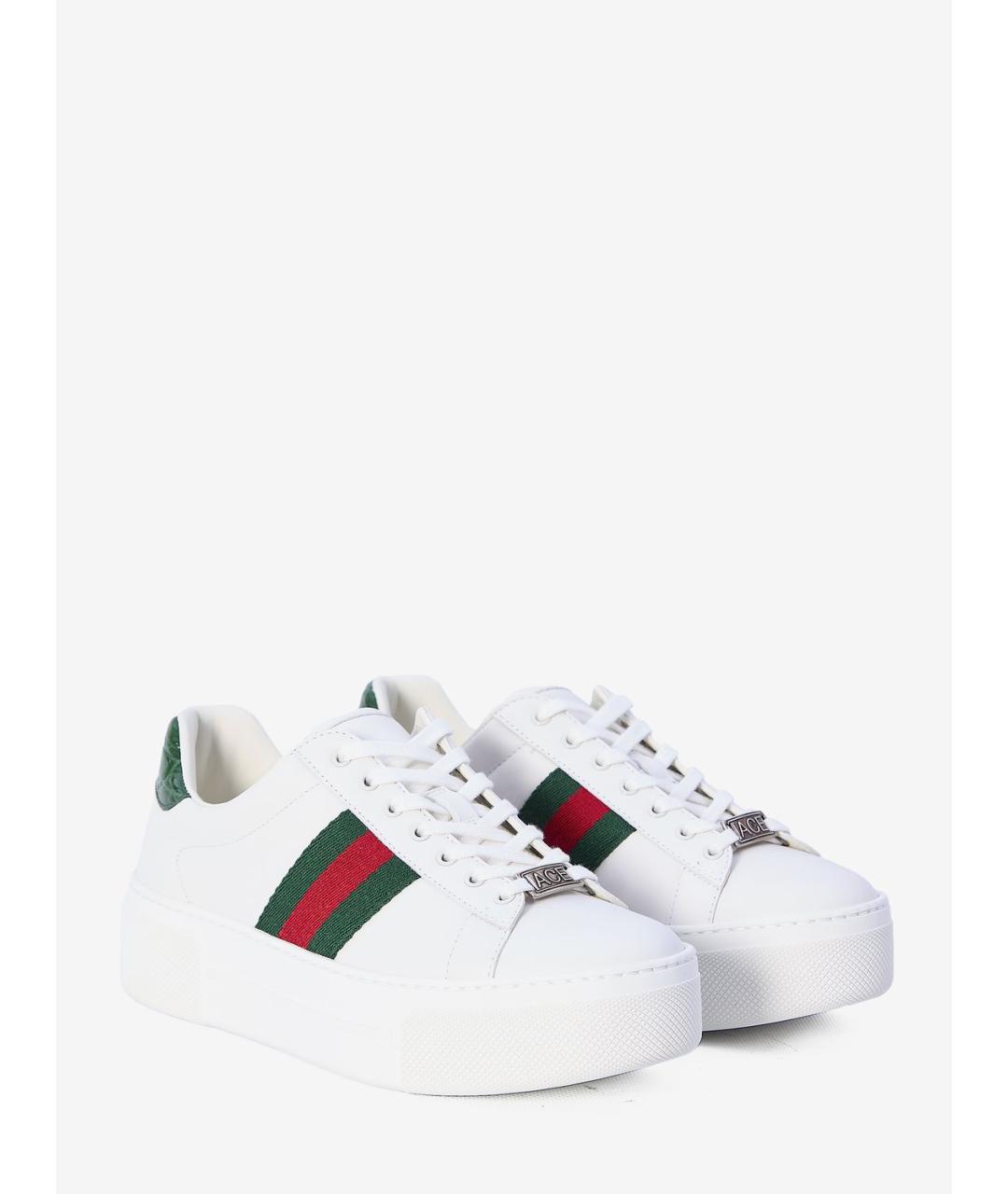 GUCCI Белые кожаные кеды, фото 2