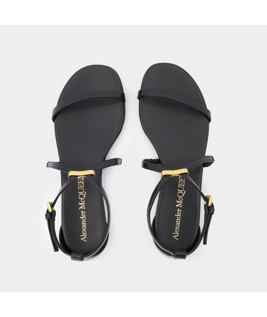 ALEXANDER MCQUEEN Черные кожаные сандалии, фото 4