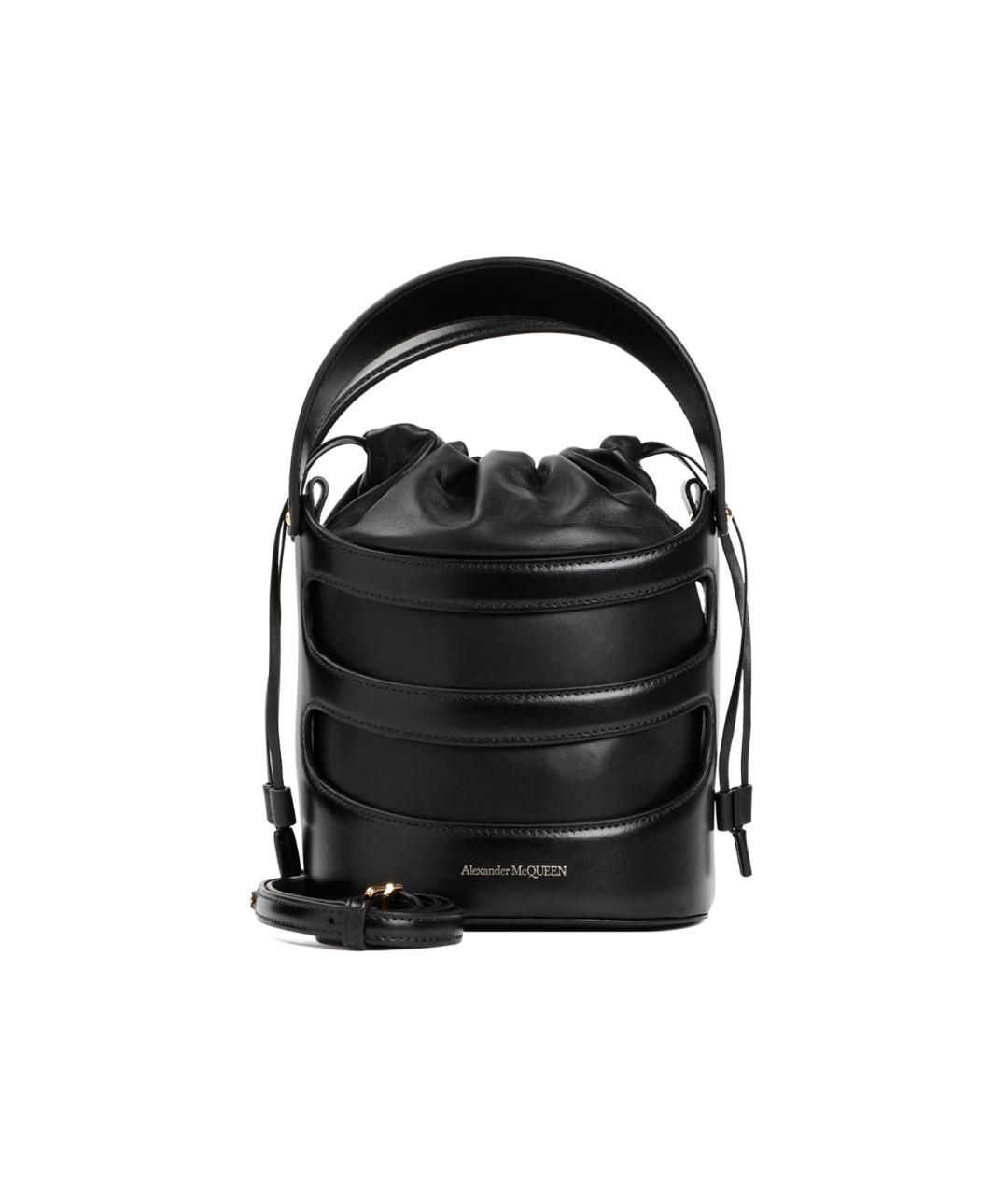 ALEXANDER MCQUEEN Черная кожаная сумка с короткими ручками, фото 1