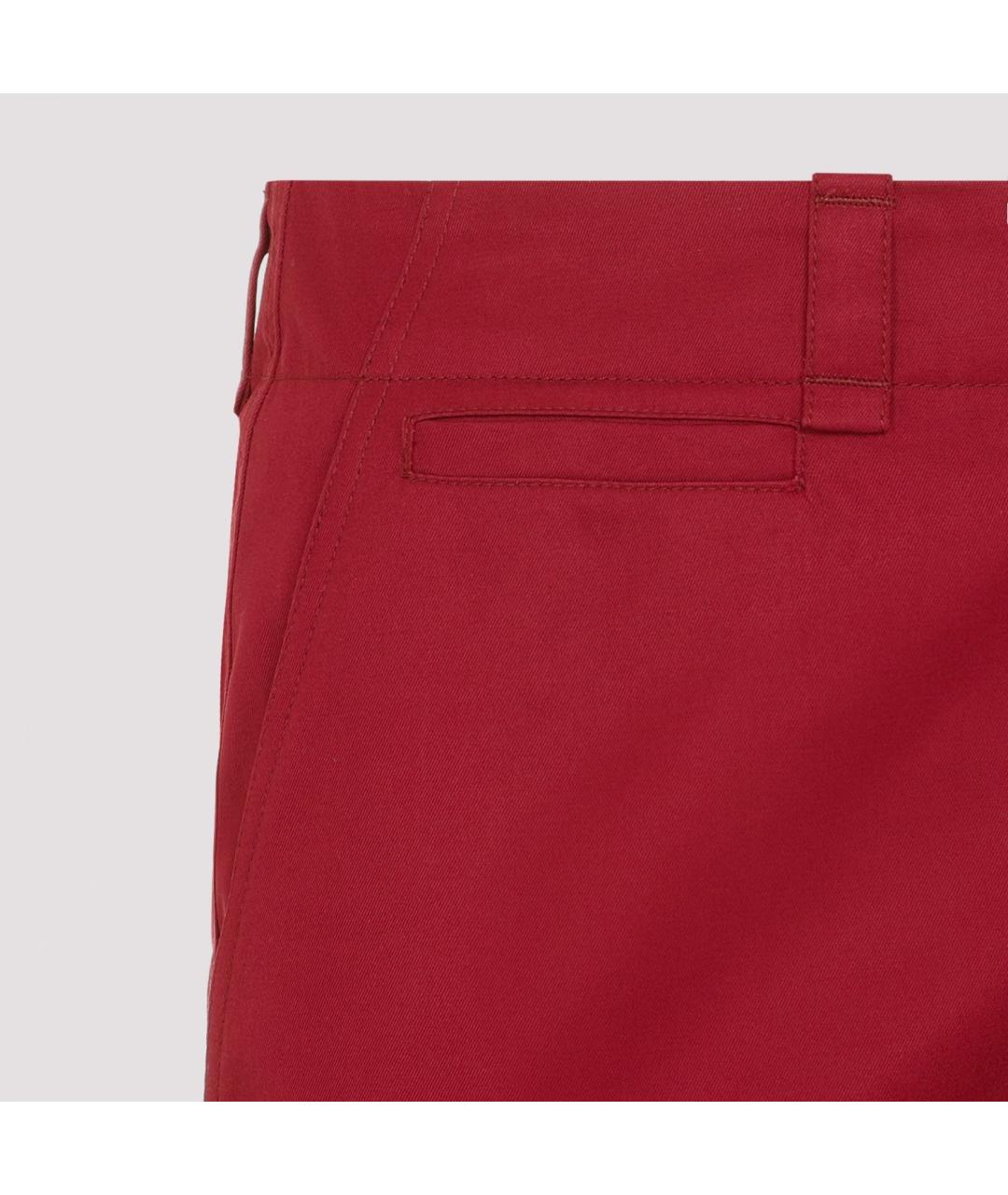 SAINT LAURENT Красные хлопковые прямые брюки, фото 5
