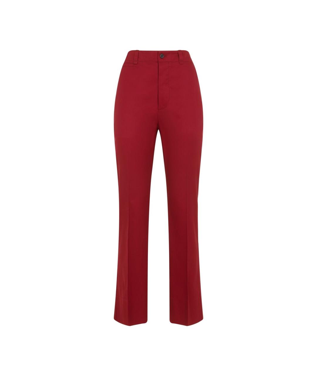 SAINT LAURENT Красные хлопковые прямые брюки, фото 1