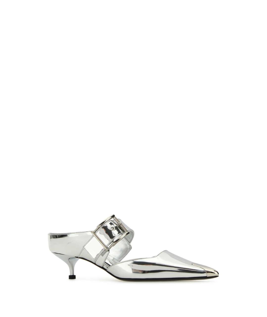 ALEXANDER MCQUEEN Серебряные кожаные туфли, фото 2