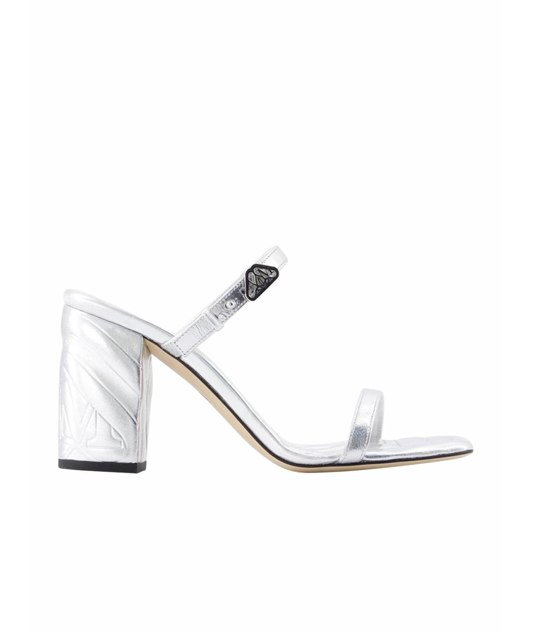 ALEXANDER MCQUEEN Серебряные кожаные мюли, фото 1