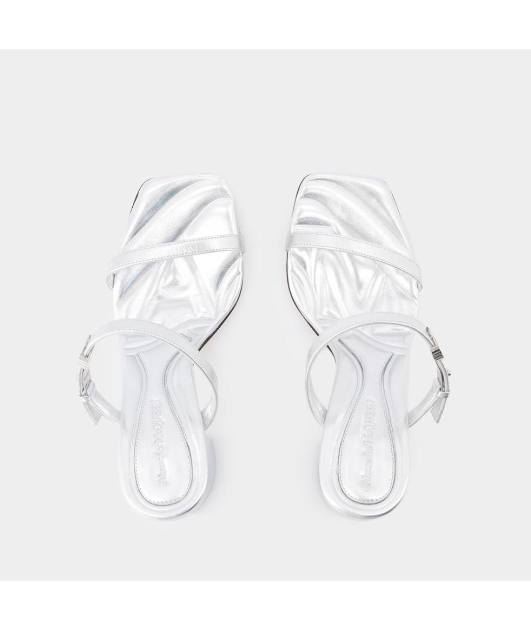 ALEXANDER MCQUEEN Серебряные кожаные мюли, фото 4
