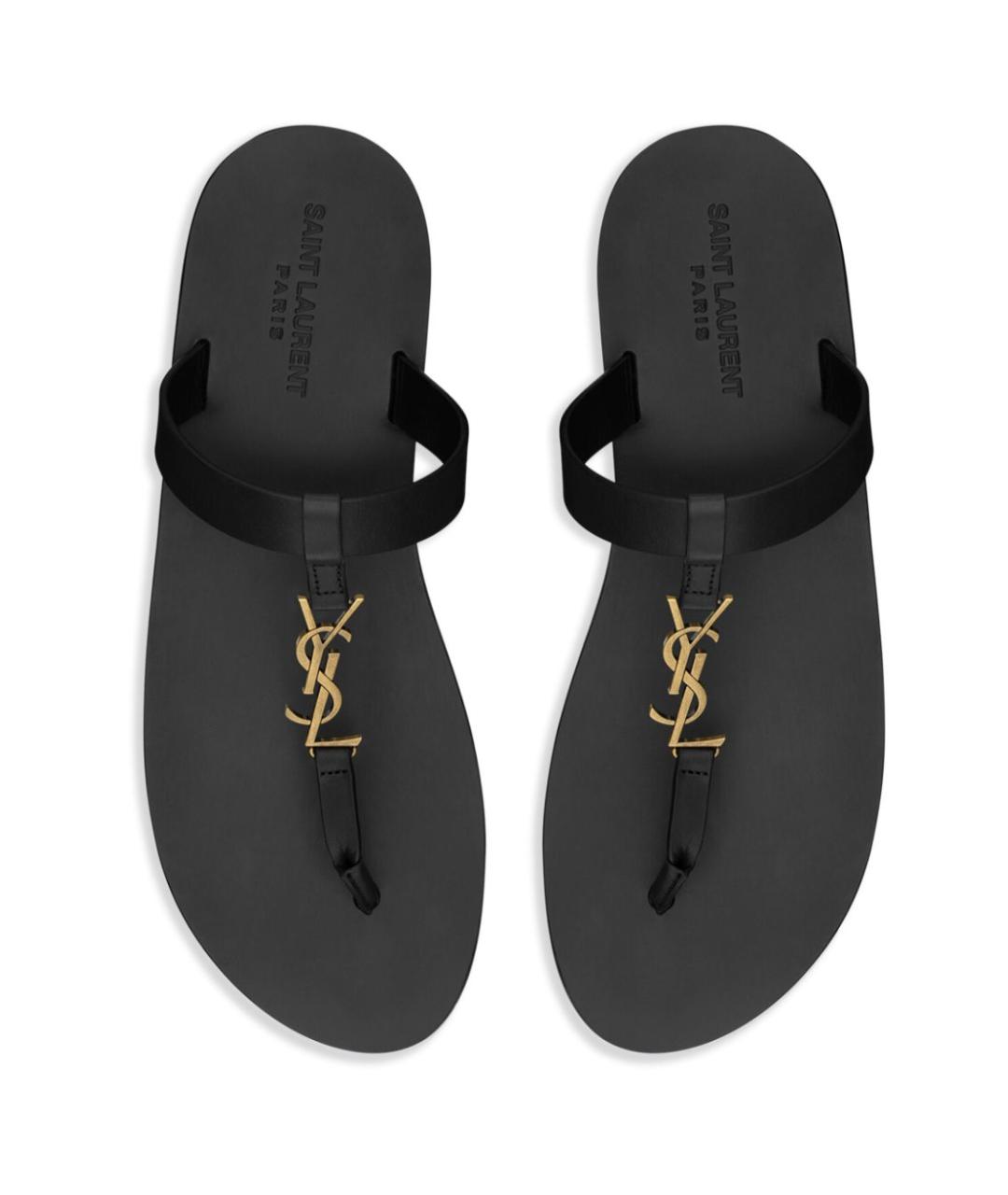 SAINT LAURENT Черные кожаные сандалии, фото 4
