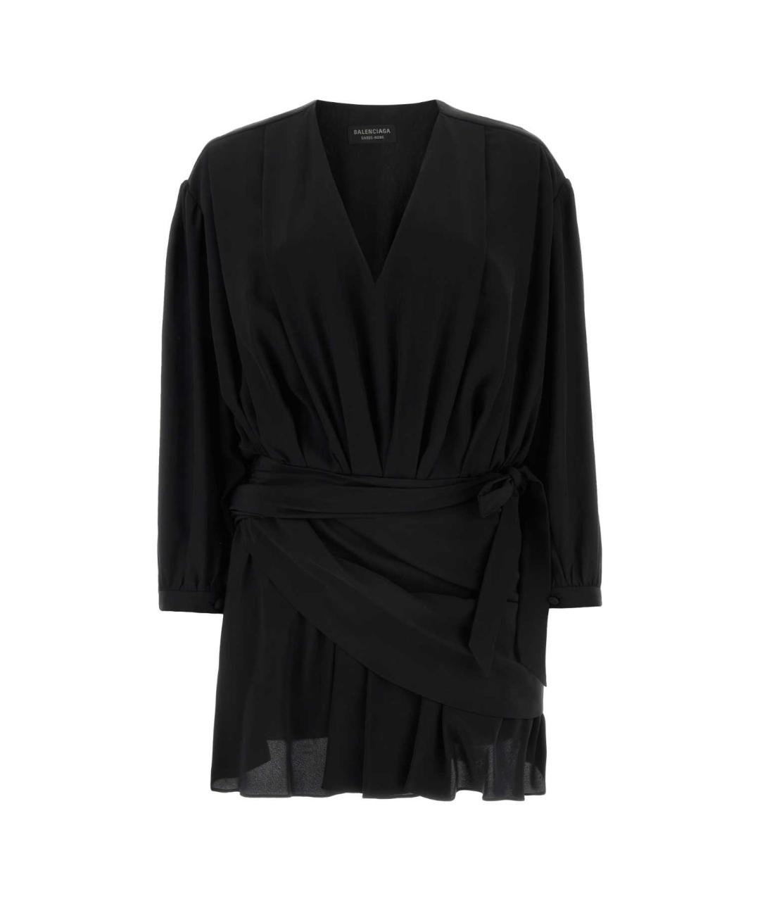 BALENCIAGA Черное шелковое повседневное платье, фото 1