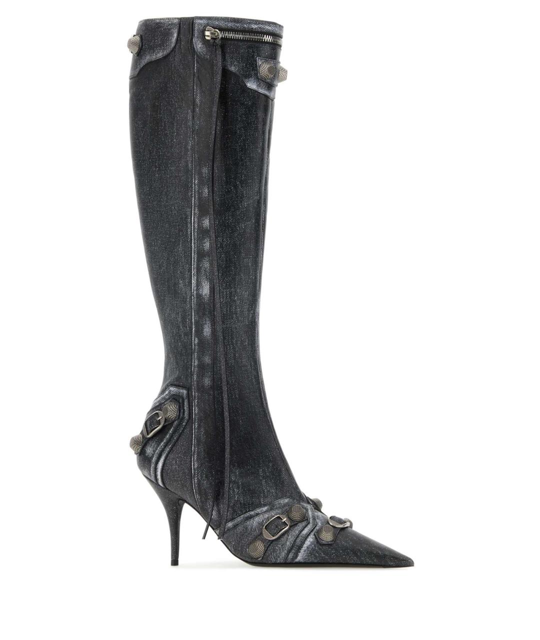 BALENCIAGA Антрацитовые кожаные сапоги, фото 2