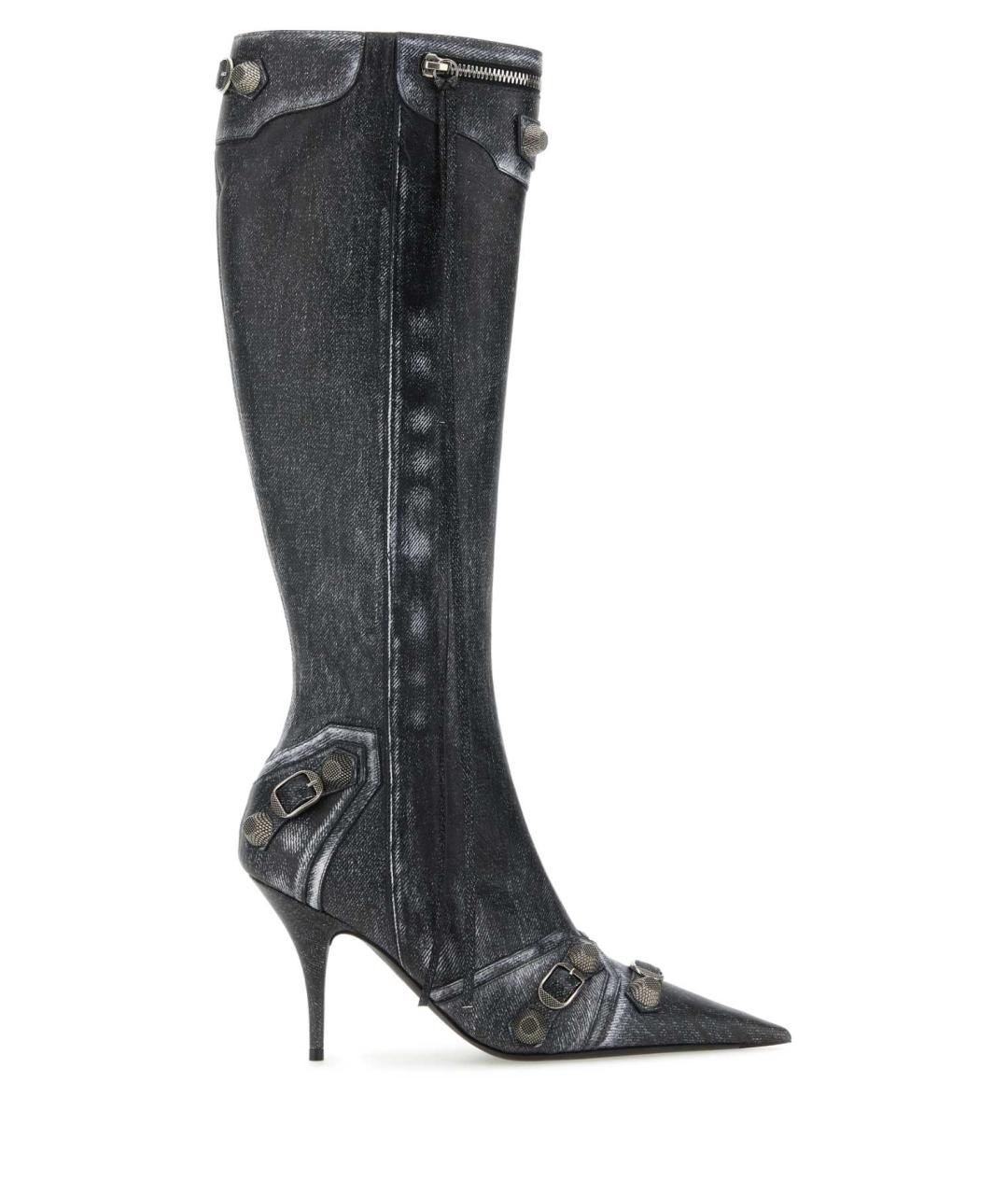 BALENCIAGA Антрацитовые кожаные сапоги, фото 1