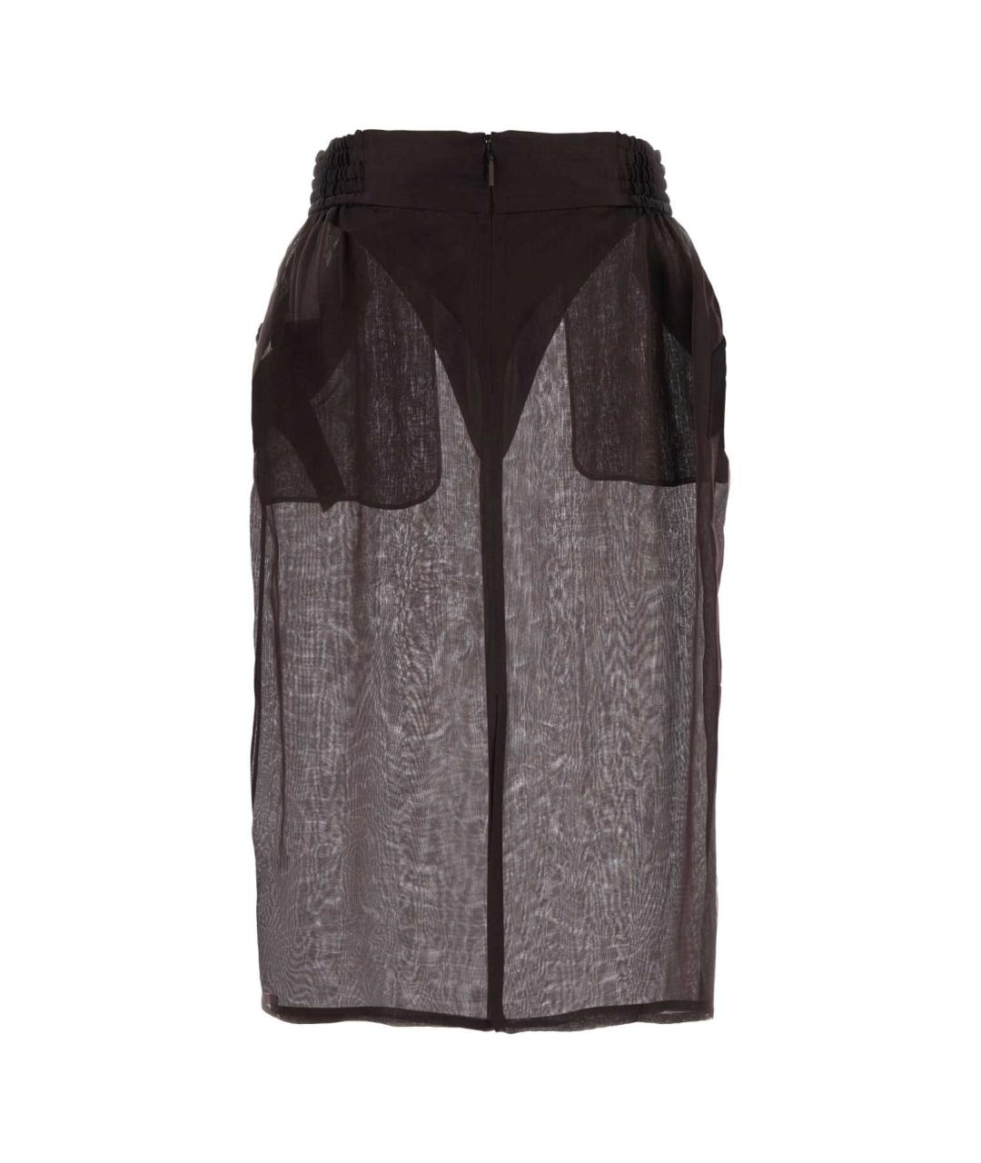 SAINT LAURENT Коричневая шелковая юбка миди, фото 2