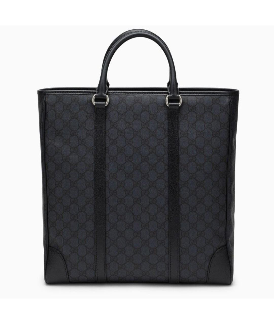 GUCCI Темно-синяя кожаная сумка тоут, фото 2