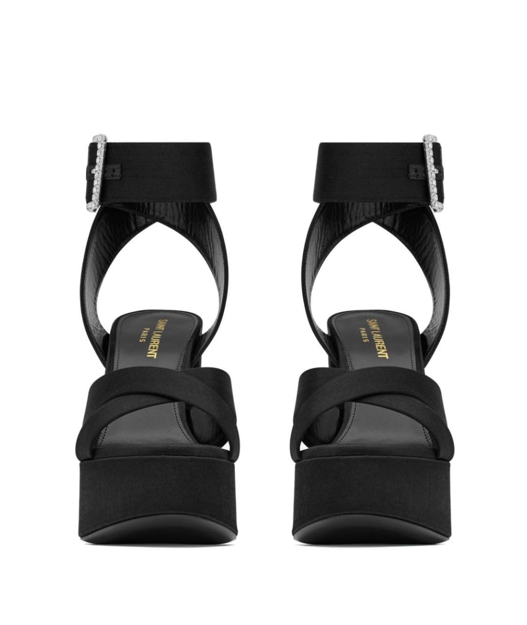 SAINT LAURENT Черные текстильные босоножки, фото 3