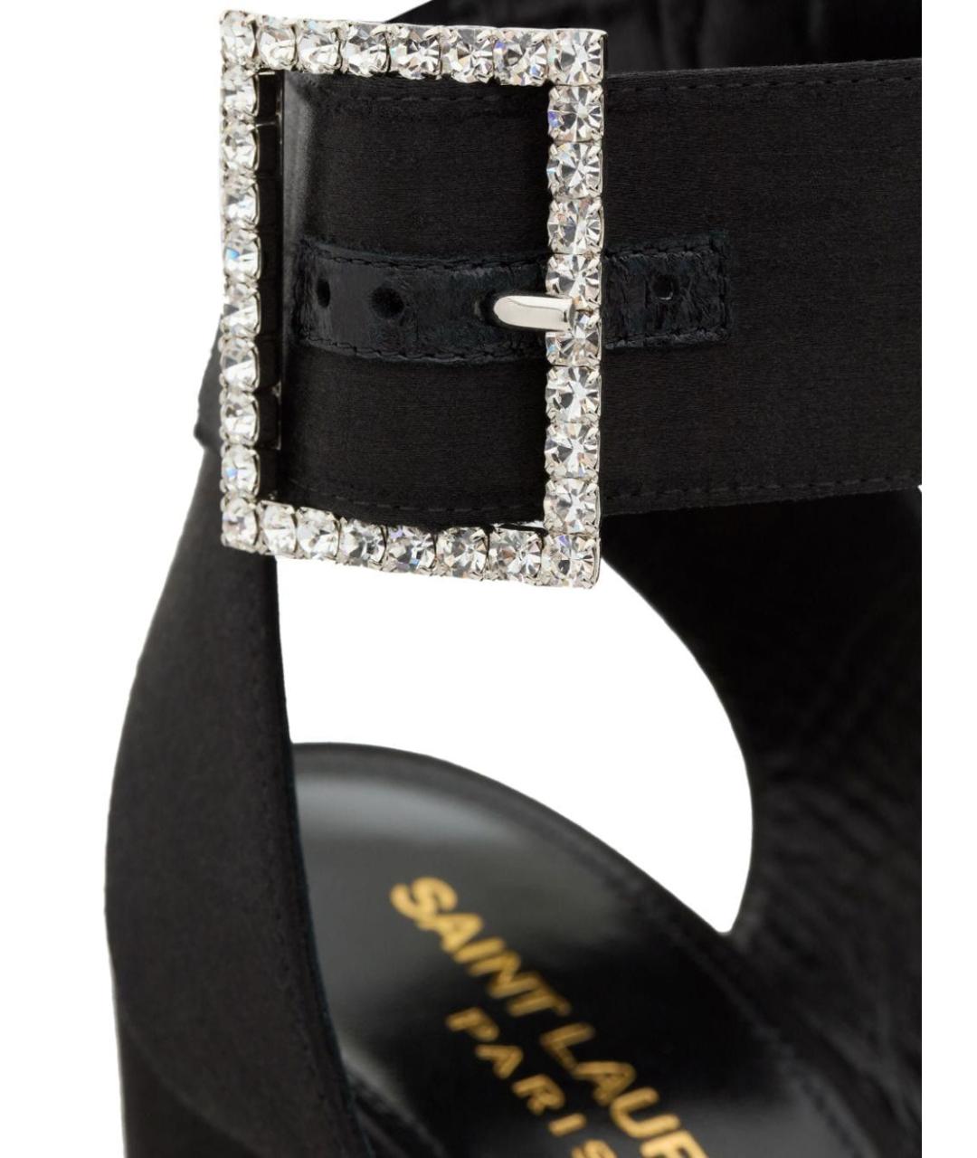 SAINT LAURENT Черные текстильные босоножки, фото 4