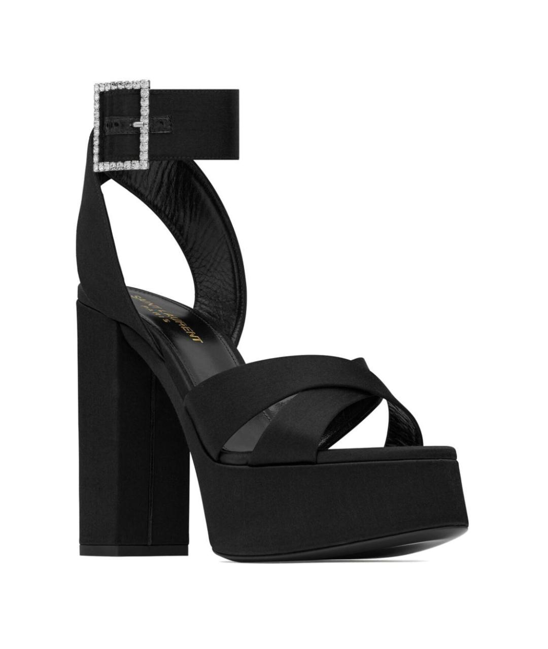 SAINT LAURENT Черные текстильные босоножки, фото 2