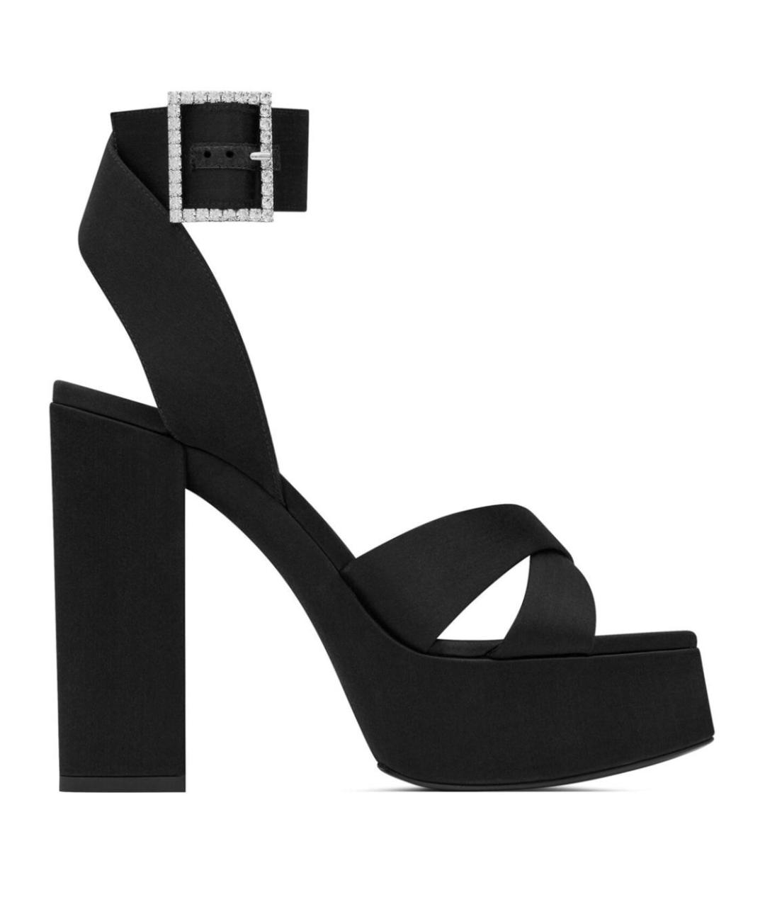 SAINT LAURENT Черные текстильные босоножки, фото 1