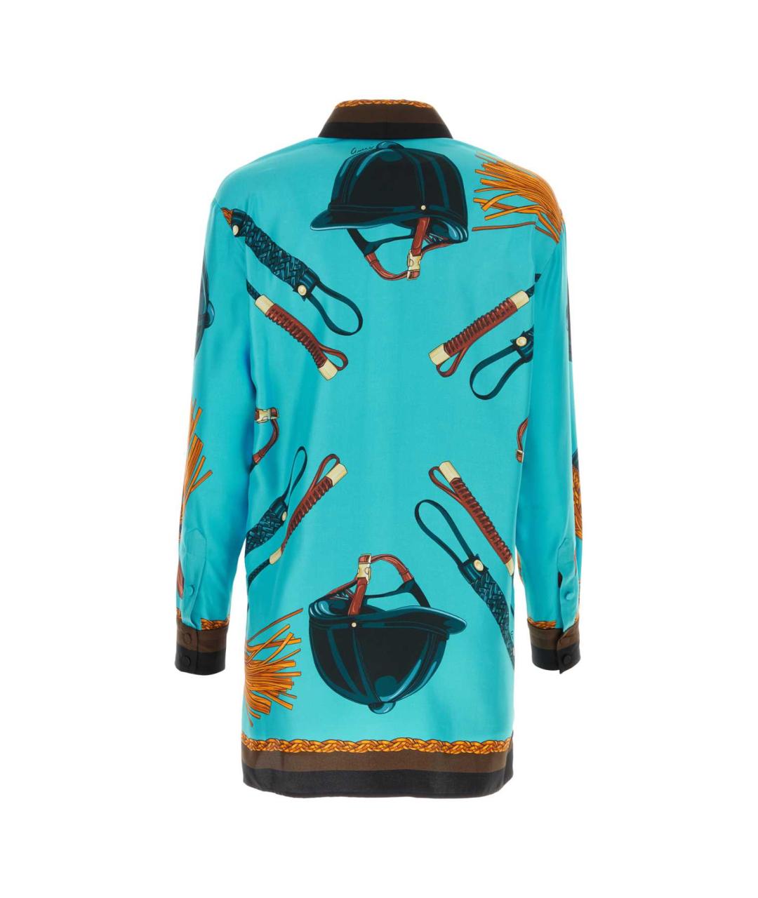 GUCCI Голубая шелковая рубашка, фото 2