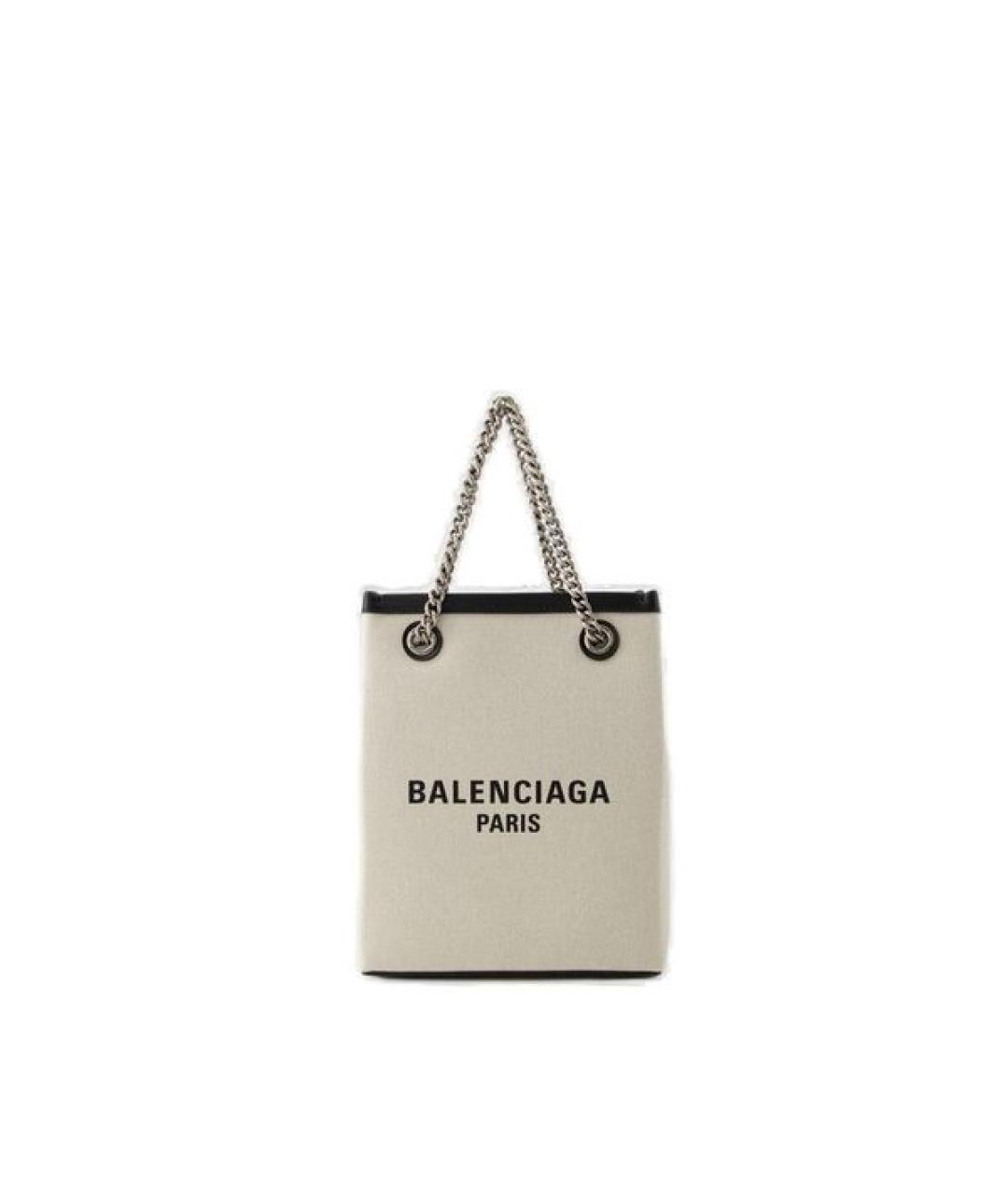 BALENCIAGA Бежевая хлопковая сумка с короткими ручками, фото 1