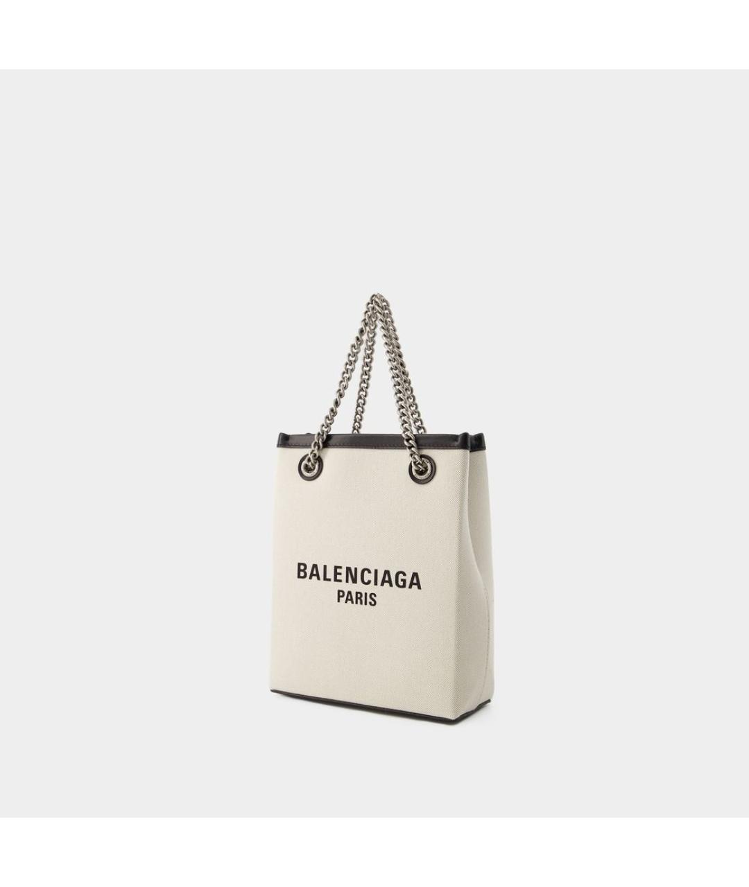 BALENCIAGA Бежевая хлопковая сумка с короткими ручками, фото 2