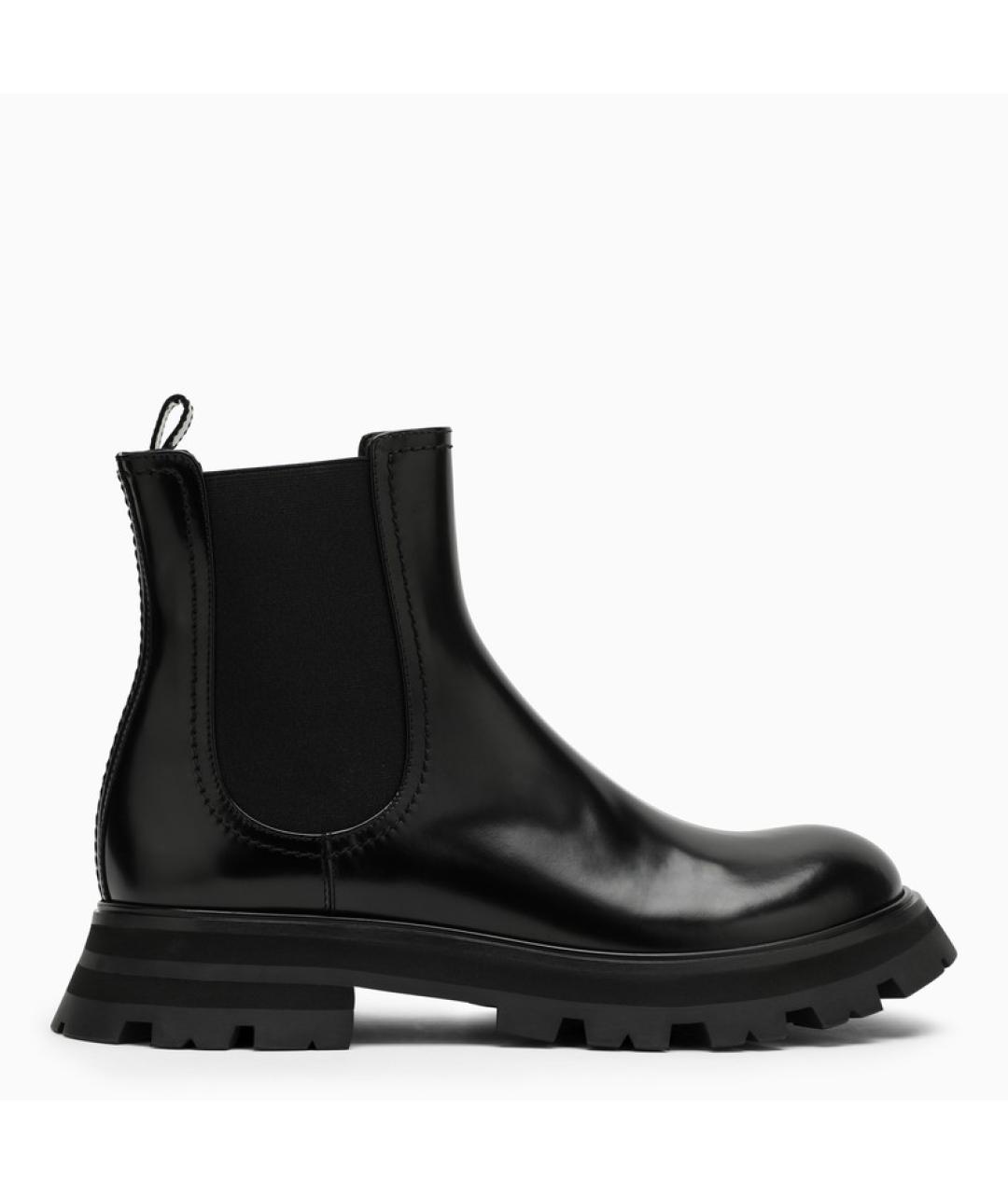 ALEXANDER MCQUEEN Черные кожаные ботинки, фото 1