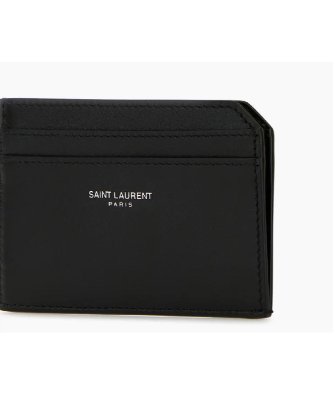 SAINT LAURENT Черный кожаный кардхолдер, фото 5