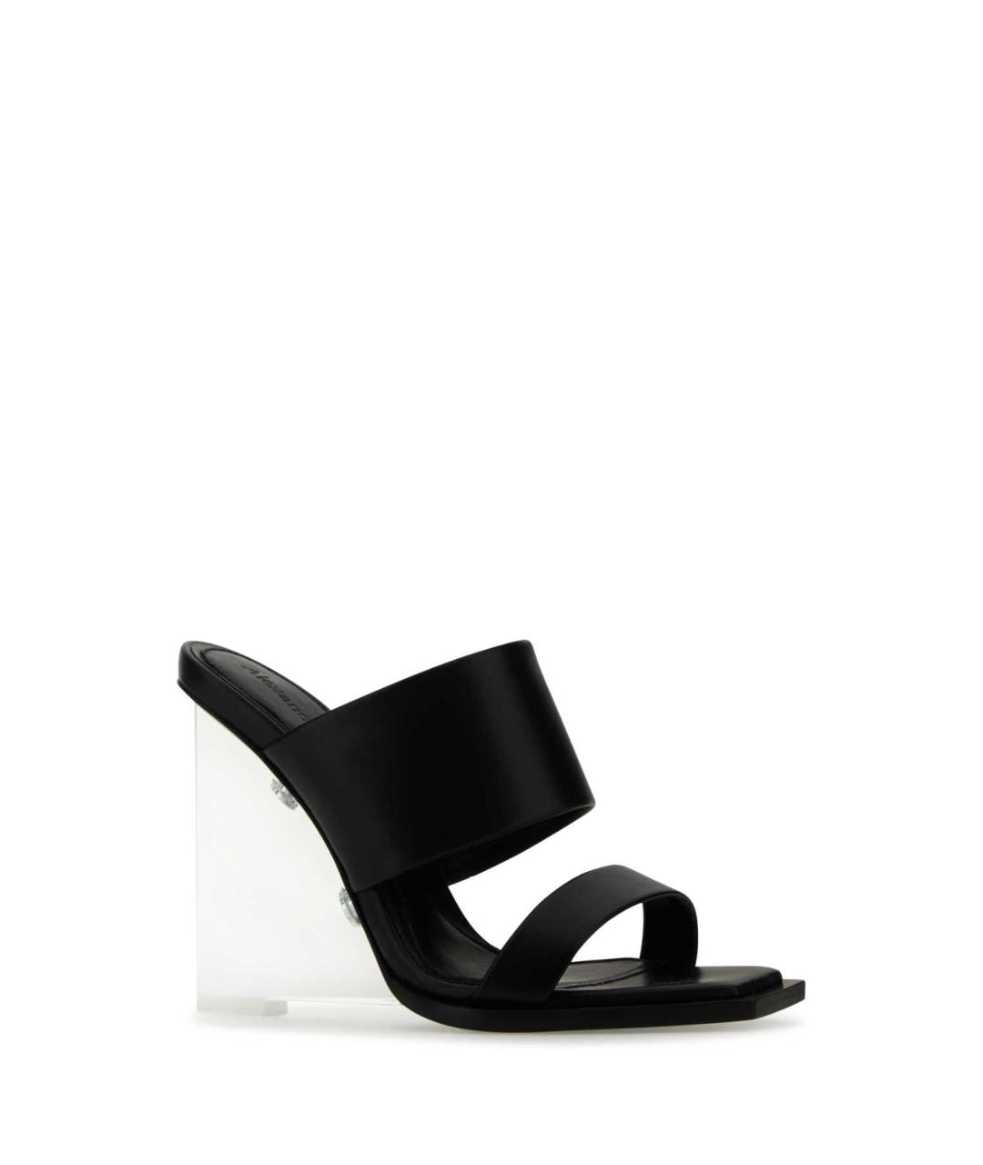 ALEXANDER MCQUEEN Черные кожаные мюли, фото 2