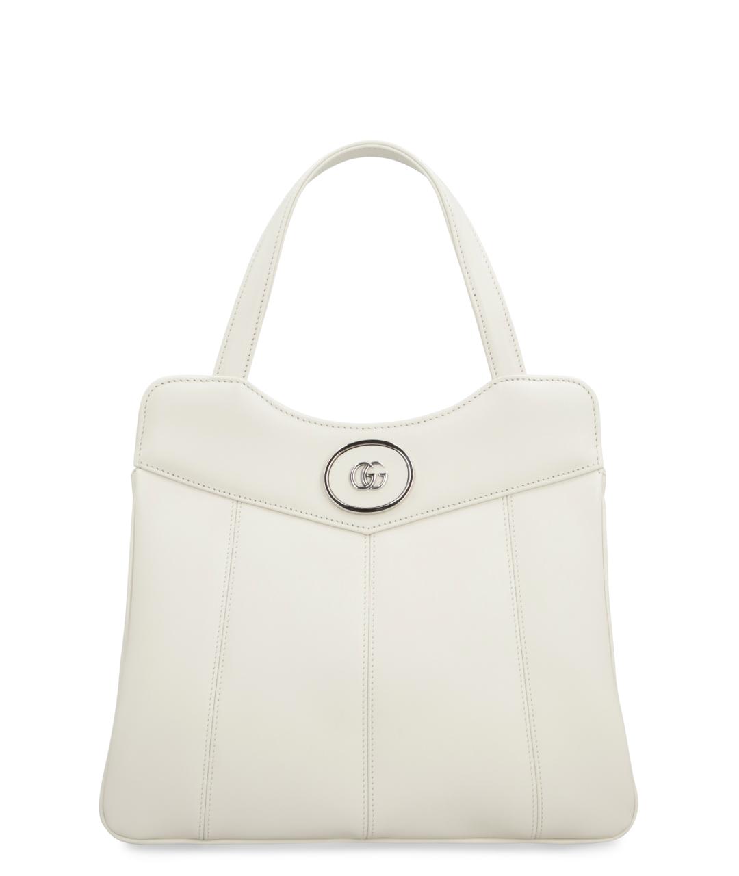 GUCCI Белая кожаная сумка с короткими ручками, фото 1