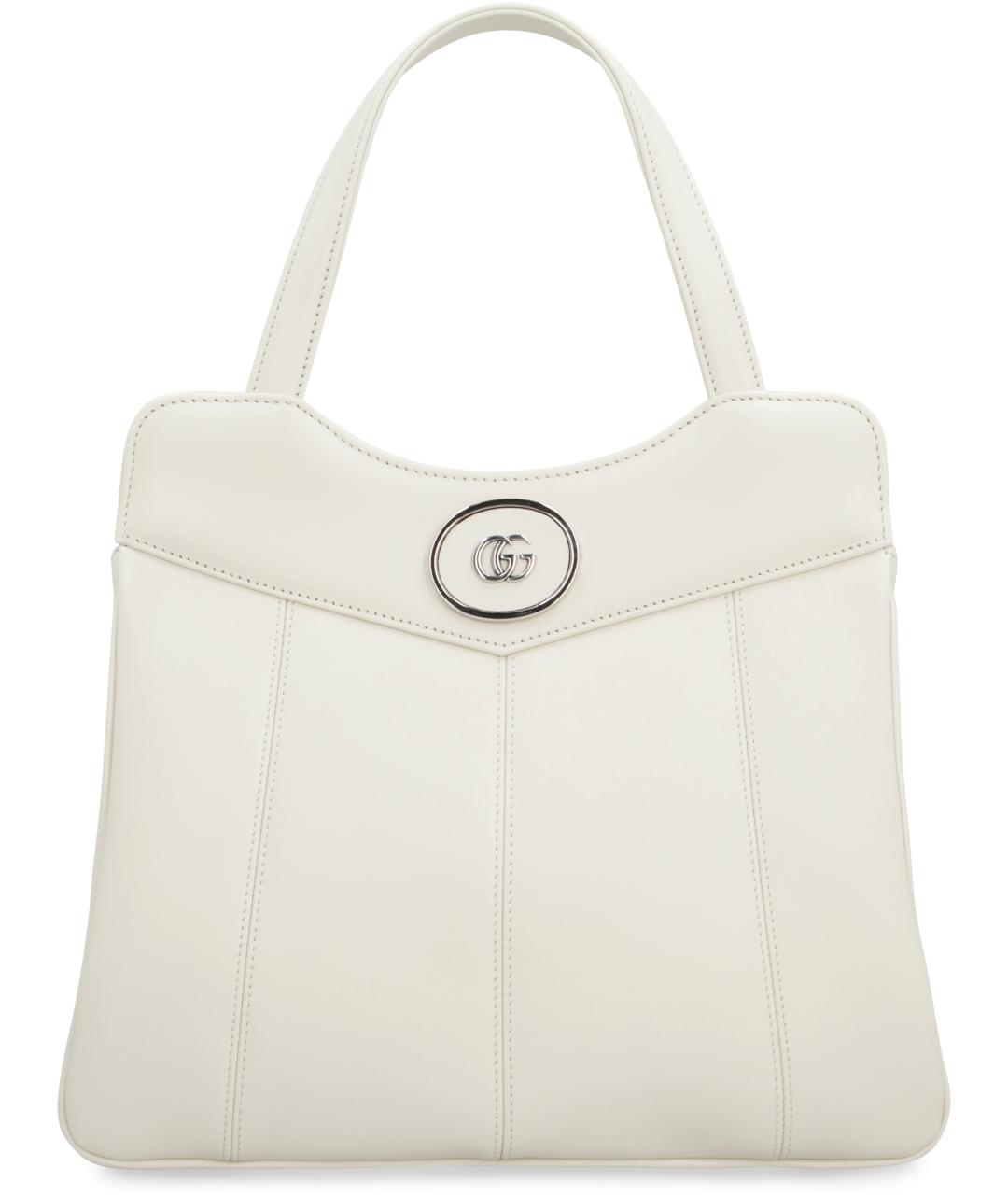 GUCCI Белая кожаная сумка с короткими ручками, фото 2