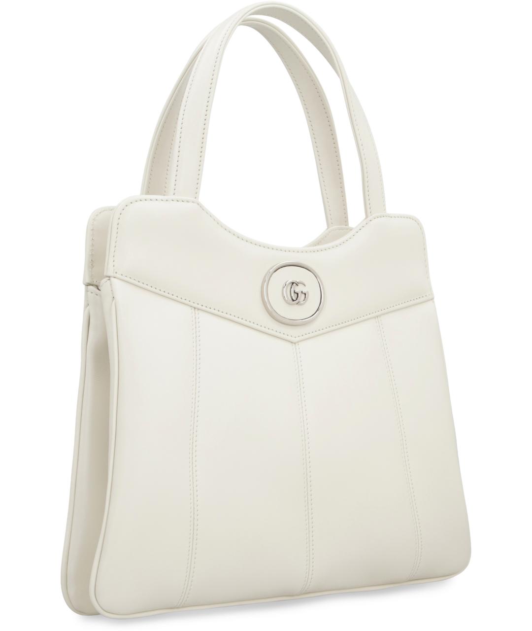 GUCCI Белая кожаная сумка с короткими ручками, фото 3