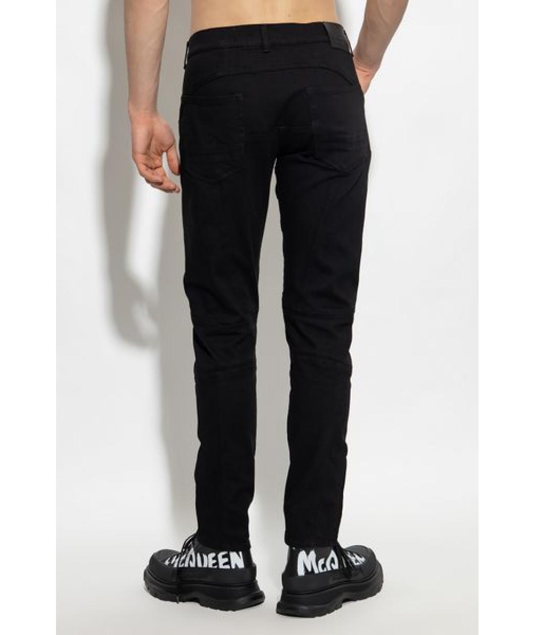 ALEXANDER MCQUEEN Черные хлопковые прямые брюки, фото 3