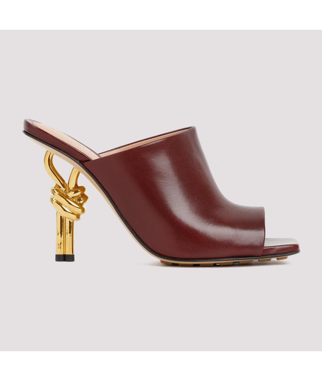 BOTTEGA VENETA Бордовые кожаные мюли, фото 2