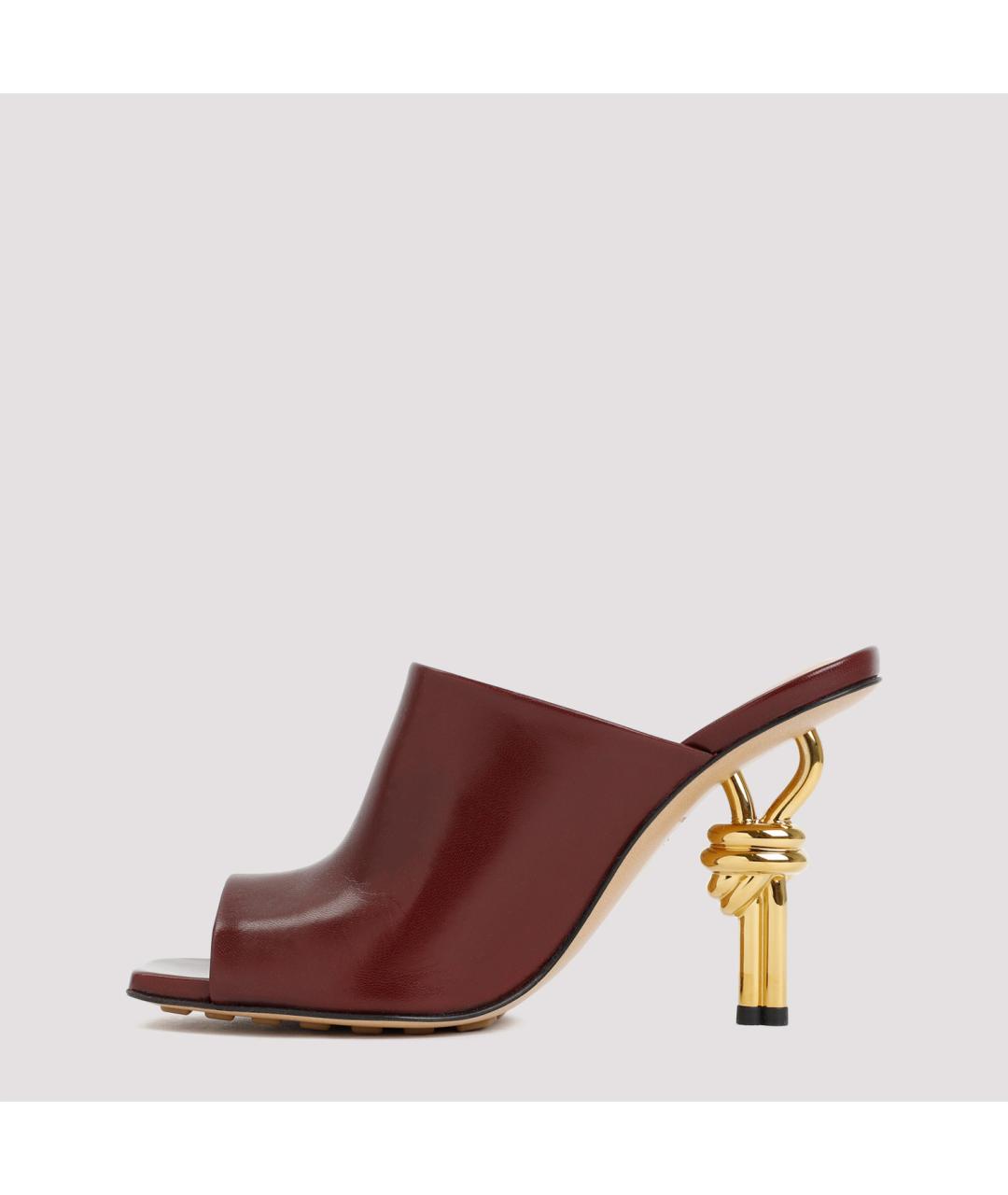 BOTTEGA VENETA Бордовые кожаные мюли, фото 3